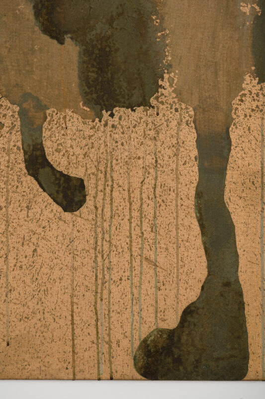 A detail view of Andy Warhol's Oxidation (1978).