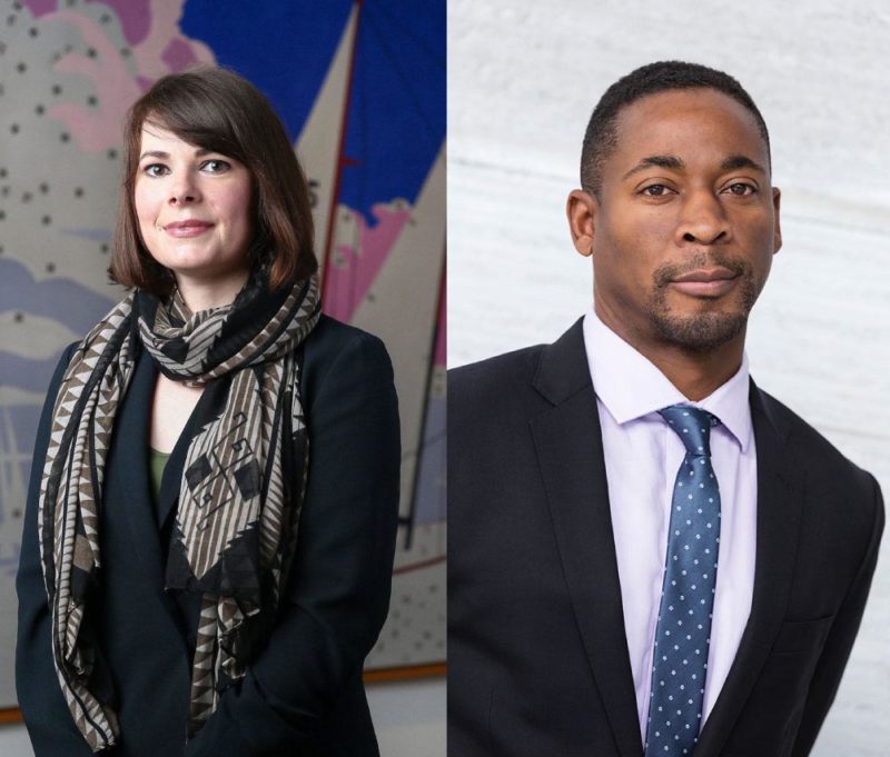 Curators Jessica Beck and Franklin Sirmans in a side-by-side portrait.