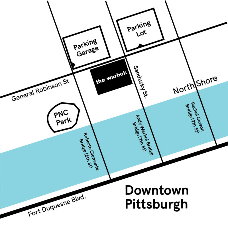 Map showing the general location of The Andy Warhol Museum. The Warhol is located on Pittsburgh's North Side at the intersection of Sandusky Street and General Robinson Street.