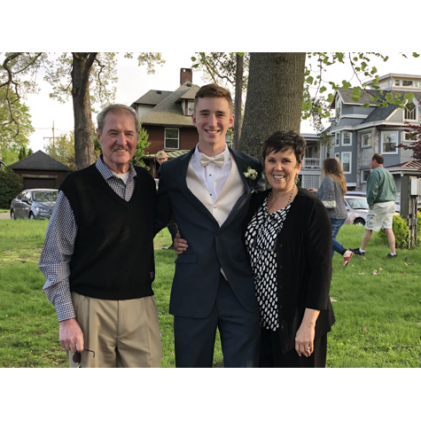 Young man with his grandparents